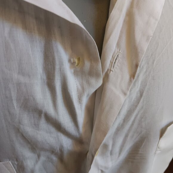 XL Vintage Arrow batiste White Short Sleeve 70's Button-Up Shirt Dacron Distress - Picture 4 of 8